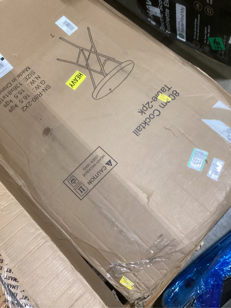 Condition photo showing New/Like New for GUAGUA 32" Round Plastic Folding High Top Table - Versatile Bar, Cocktail & Portable Pub Table for Parties, Bistro & Events (White Set)