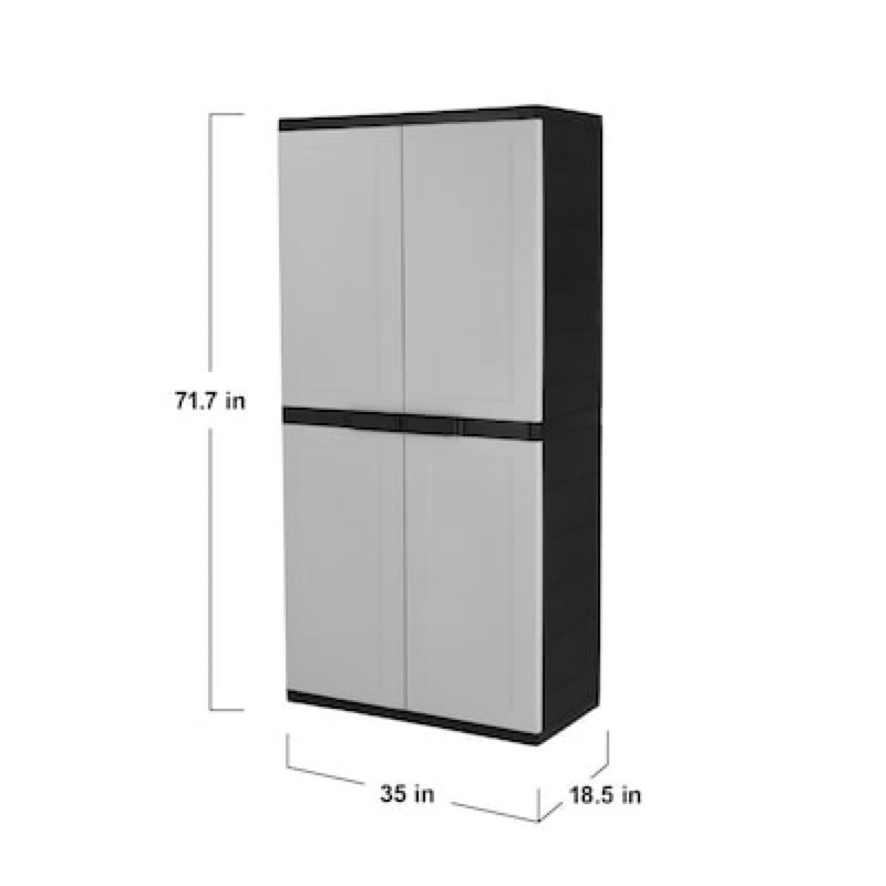  project source premium one 35-in w x 71.7-in h x 18.5-in d freestanding plastic garage cabinet in off-white item #5696357 | model #259915
