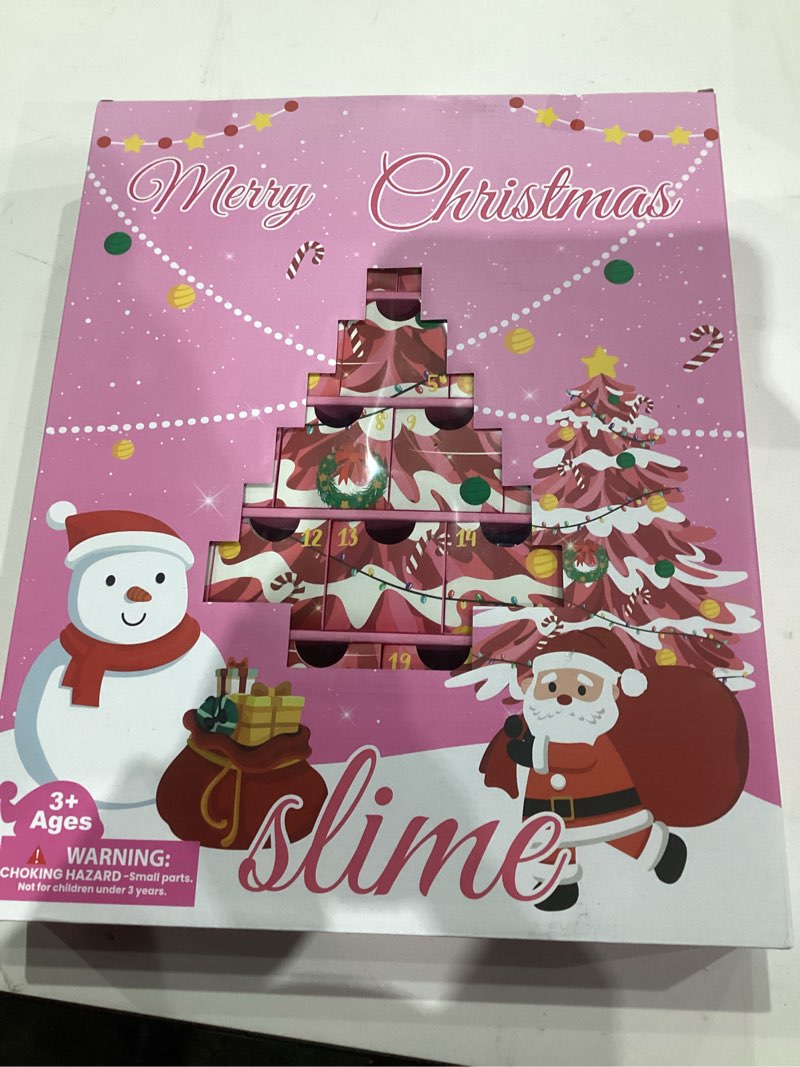 Condition photo showing New/Like New for Pink Christmas Slime Advent Calendar, 24 Days of Surprise Slime DIY Kit - Fun Toy for Kids, Girls and Boys, Stocking Stuffers, 2025 Christmas Countdown Calendar Pink Christmas Tree Slime