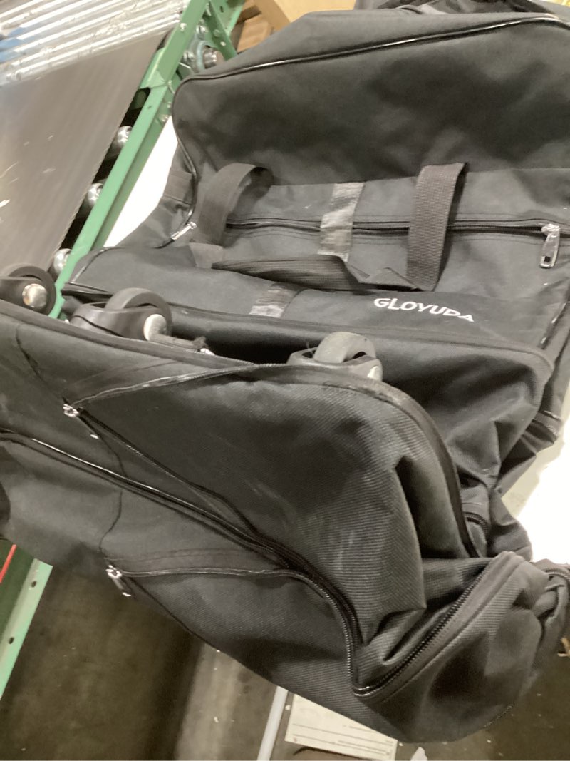 Condition photo showing As Is for 130L Expandable Luggage, 43 Inch Extra Large Suitcase with Wheels, Collapsible Luggage, Rolling Duffle Bag with Wheels, Big Suitcases with a Handle Wrap Shoe Bag Shoulder Strap (Black)