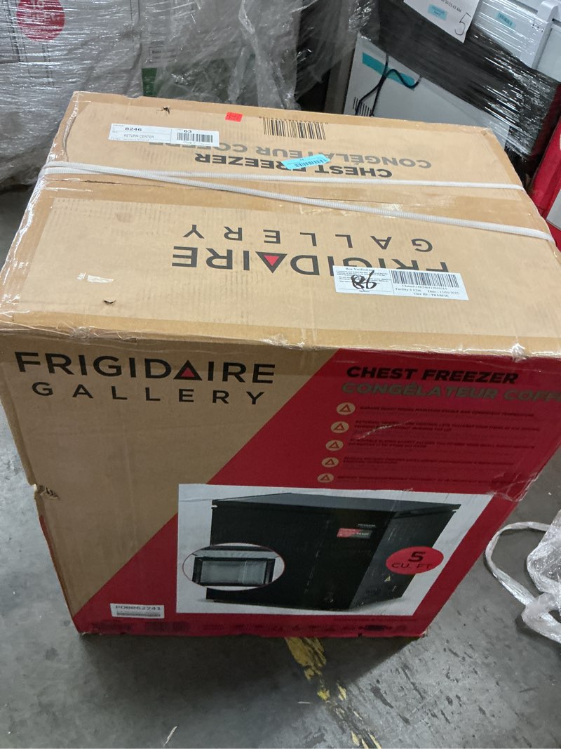 Condition photo showing As Is for 5.0 cu ft chest freezer