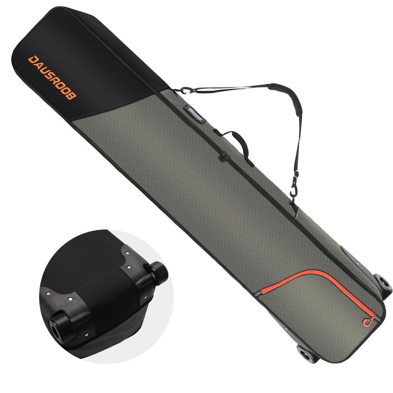 snowboard bag with wheels, fully padded ski bag for air travel 1680d waterpro...