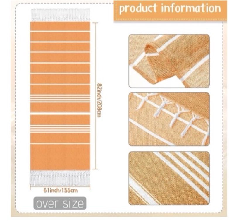 Oudain 2 Packs Oversized Turkish Beach Towel, 61" x 82" Extra Large Cotton Beach Blanket for Adults 