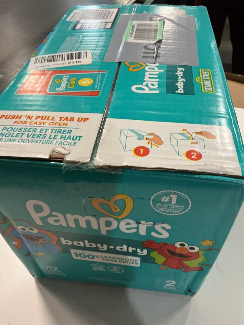 Condition photo showing New/Like New for Pampers Diapers - Baby Dry - Size 2, 112 Count, Absorbent Disposable Infant Diaper (Packaging May Vary) Size 2 112
