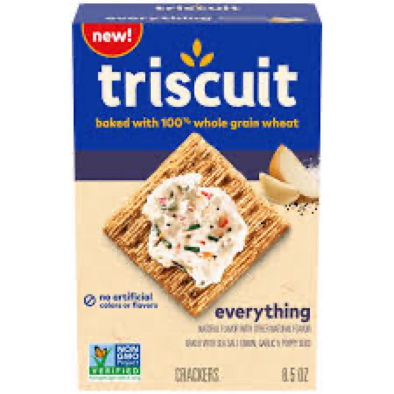 Triscuit Everything Whole Grain Wheat Crackers, Lunch Snacks, Bulk Snack Crackers