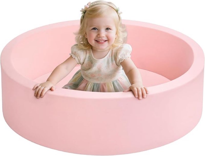 Foam Ball Pit for Toddlers, Large Baby Ball Pit for Babies with Soft Memory Sponge, Indoor Outdoor Baby Playpen, Kids Play Ball Pool, Gift Toys for Infants Boys and Girls (Pink, NO Balls)