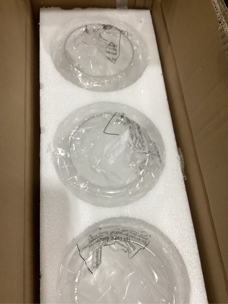 Condition photo showing New/Like New for 3 Pack Fixture Replacement Globe Shade, 6 Inch Diameter, E26 Base Clear Hammered Glass, Glass Globe Lampshade Cover for Pendant Wall Sconce Chandelier Vanity Light Clear 6 inches