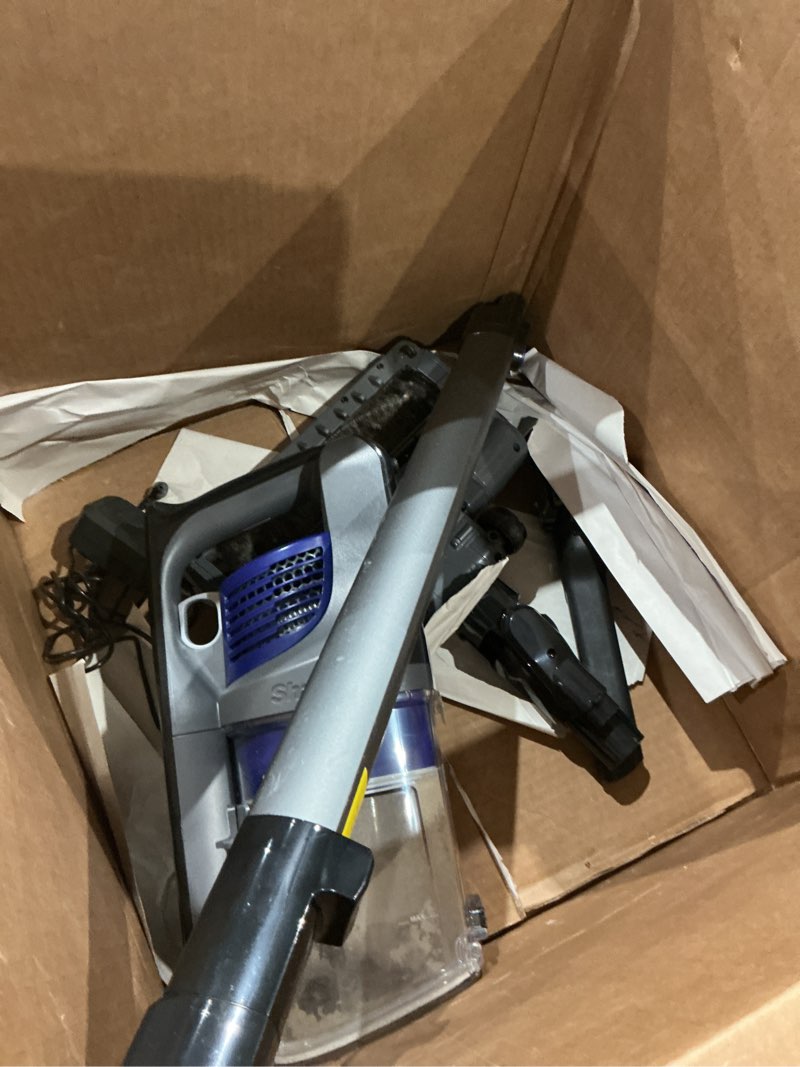 Condition photo showing As Is for shark | pet cordless vacuum cleaner | led headlights | removable handheld vacuum for pet hair | crevice tool & pet multi-tool included | 40min runtime | for carpet & hard floors | grey | ix141 pet cordless essential