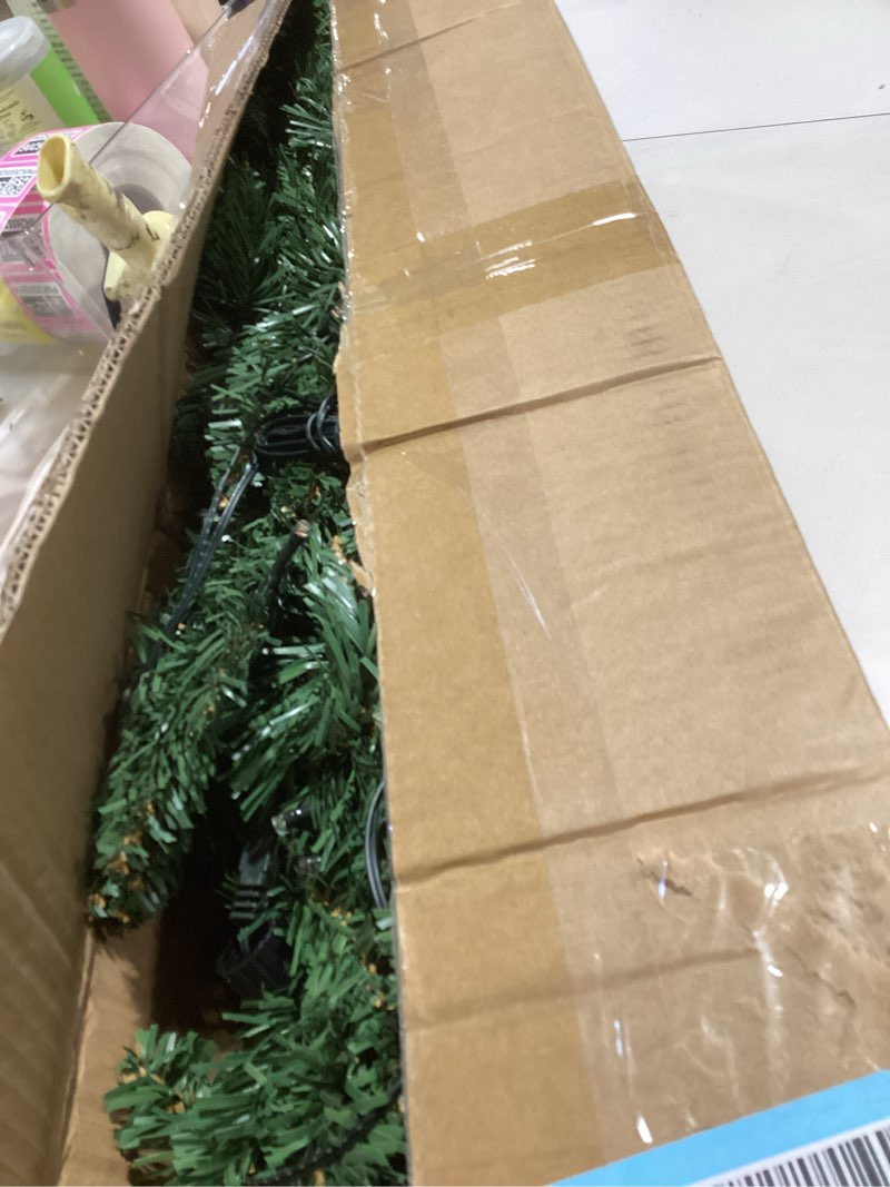 Condition photo showing As Is for 5ft Pre-Lit Artificial Christmas Tree, Premium Hinged Pine Christmas Tree with 200 Multicolor LED Lights, 550 Branch Tips, Metal Stand, 11 Lighting Modes for Home, Party Decoration 4ft 11in Mc03