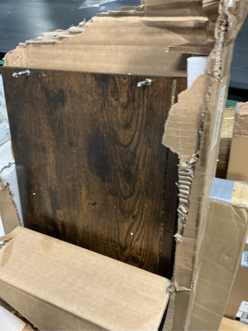 Condition photo showing As Is for SUPERJARE TV Stand for 55 Inch TV, Entertainment Center with Adjustable Shelf, 2 Cabinets, TV Console Table, Media Console, Solid Wood Feet, Cord Holes, for Living Room, Bedroom, Rustic Brown