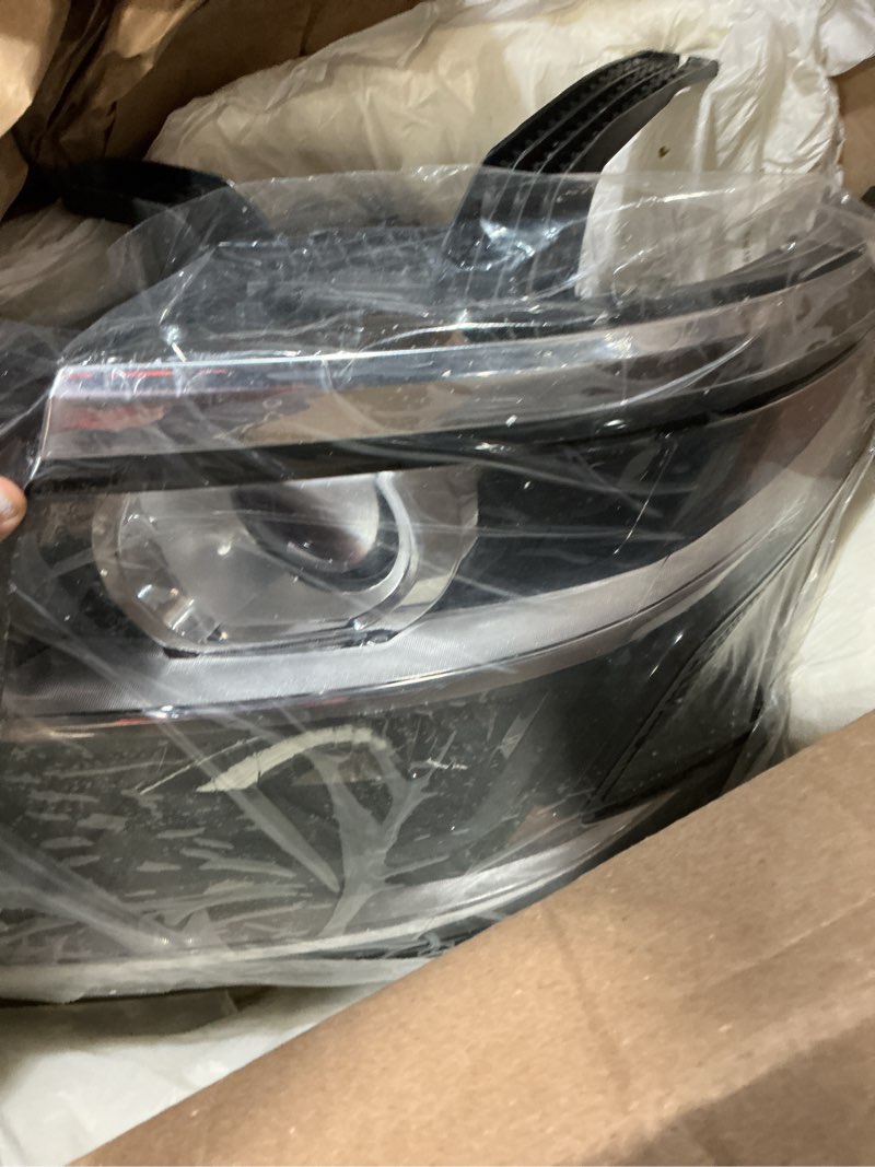 Condition photo showing Good Condition for fione headlight compatible with chevy tahoe/suburban 2015-2020 drl halogen headlamp not hid black housing left driver side lh w/o bulbs