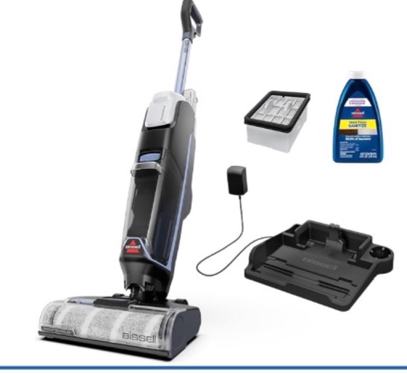 bissell crosswave edge cordless wet dry vacuum with edge cleaning, tangle-free pet hair brush roll, freshstart filter, and storage & rinse tray included, 4329f
