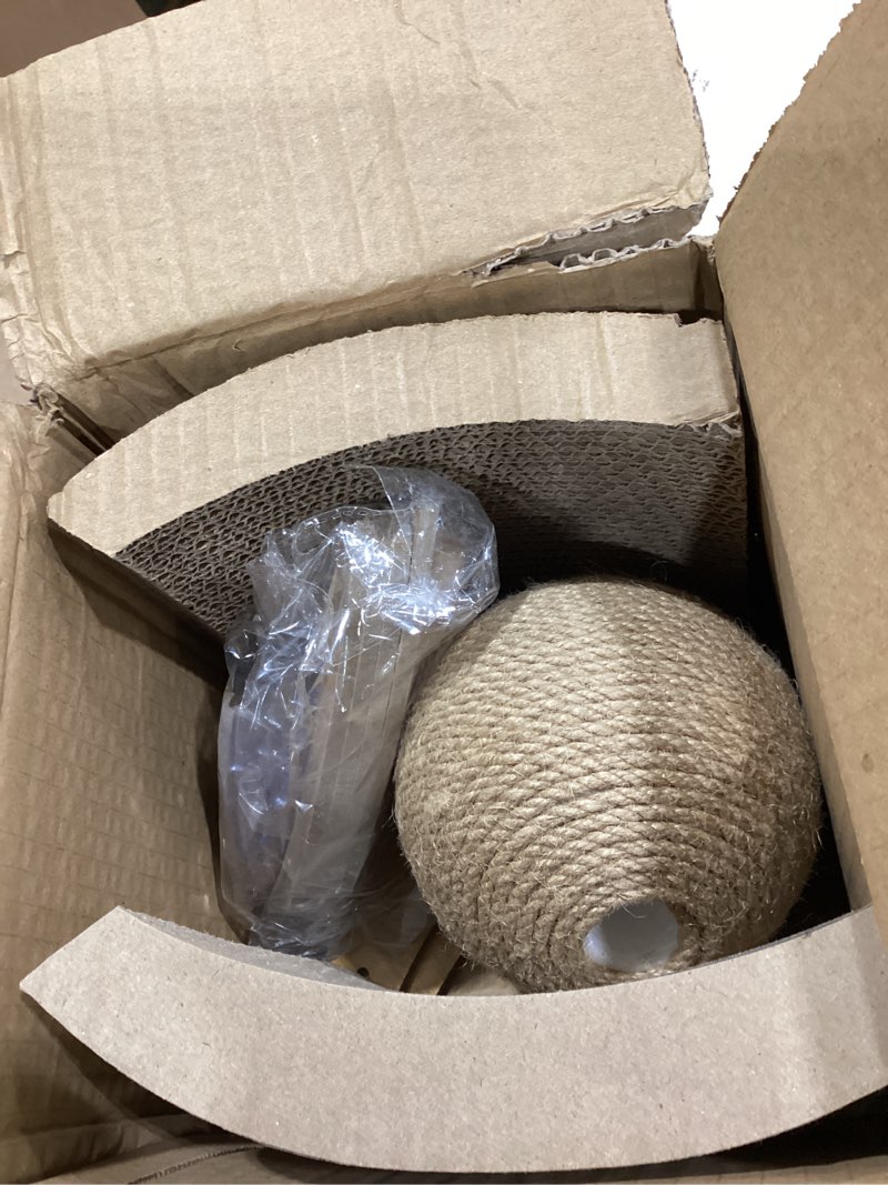 Condition photo showing Good Condition for fhiny rabbit scratch toy, natural sisal rabbit scratching ball with cardboard pad 2-in-1 bunny claw scratcher interactive toys nail scratching post for indoor pets kittens ferrets small animals arch-1