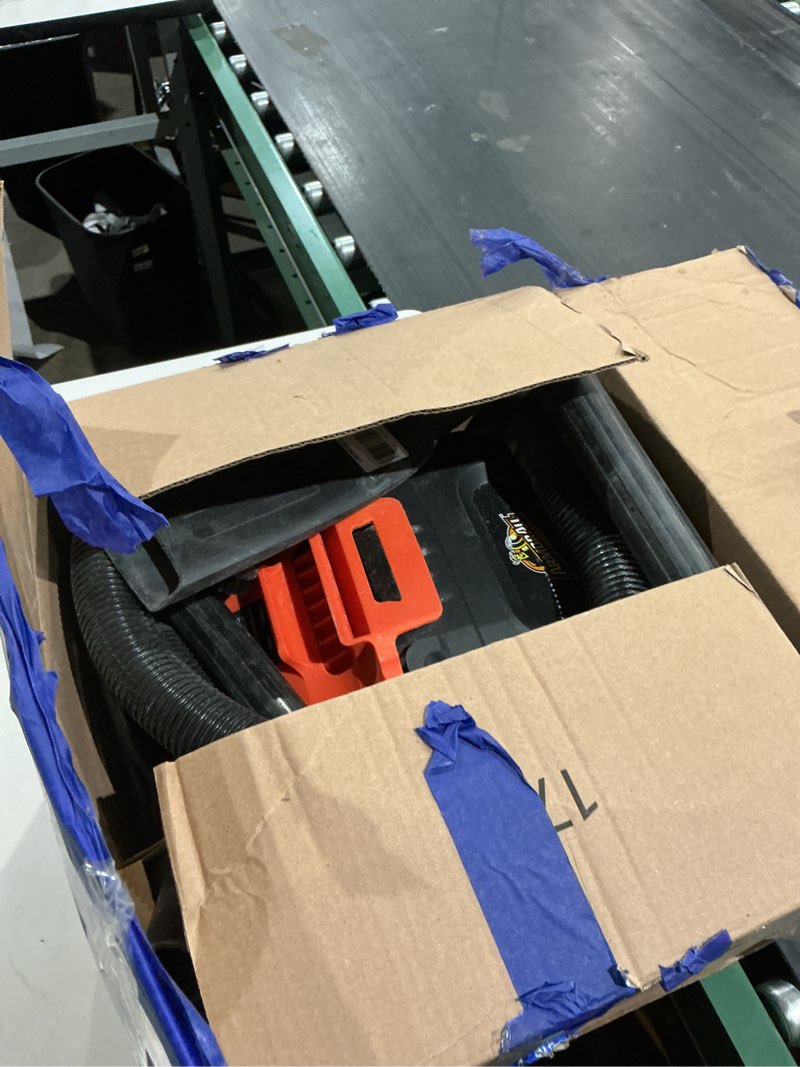 Condition photo showing As Is for armor all aa255w wet/dry utility vac 2.5 gallon, 2.5-gallon,120 volts (ac), orange/black update 2.5 gal