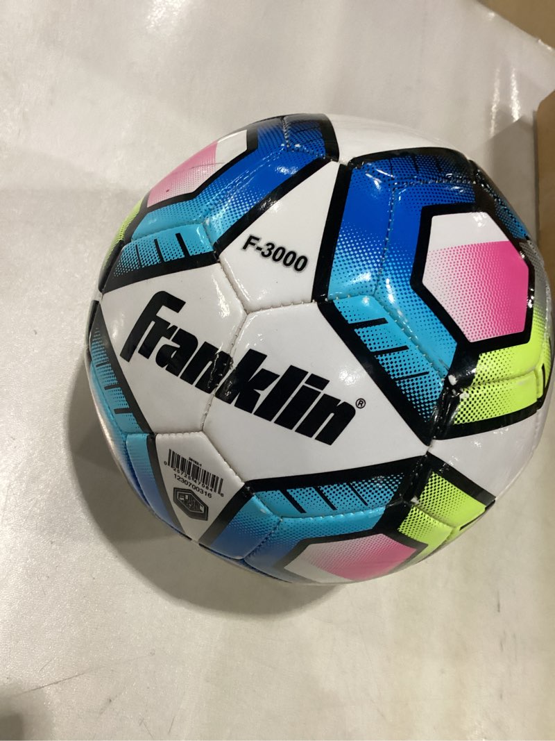 Condition photo showing New/Like New for Franklin Sports Futsal Ball - Official Size Futsal Soccer Ball - Indoor and Outdoor - Size 3 Junior and Size 4 Official 4 1 Inflated Ball