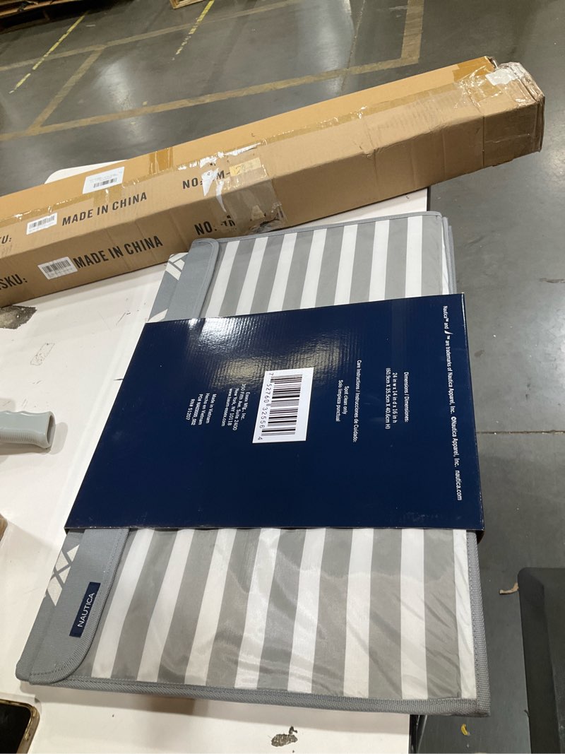 Condition photo showing New/Like New for nautica laundry basket, large foldable hamper & storage bin with lid, closet organizers, home essentials (grey box weave)
