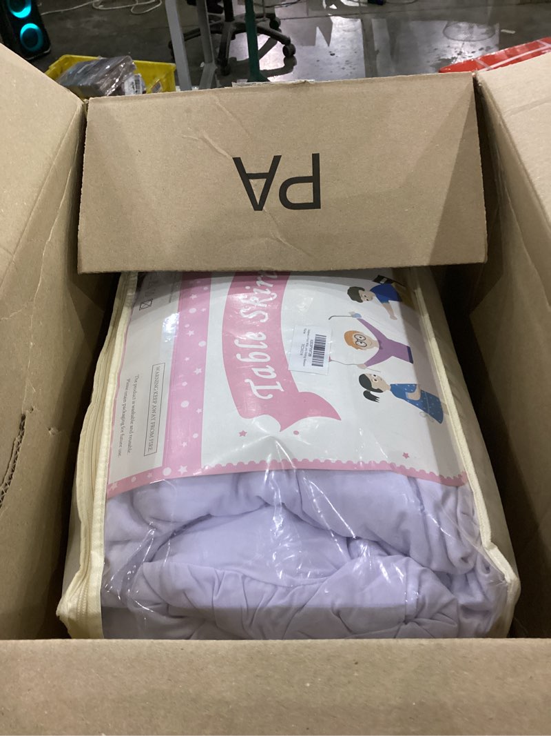 Condition photo showing As Is for Outpain 6 Pack White Round Spandex Tablecloths for 60in Tables, 120Inch Stretchy Fitted 5FT Round Table Clothes,Wrinkle Free Table Cover with Skirt for Wedding Party Dining Banquet White 60inch(6Pack)