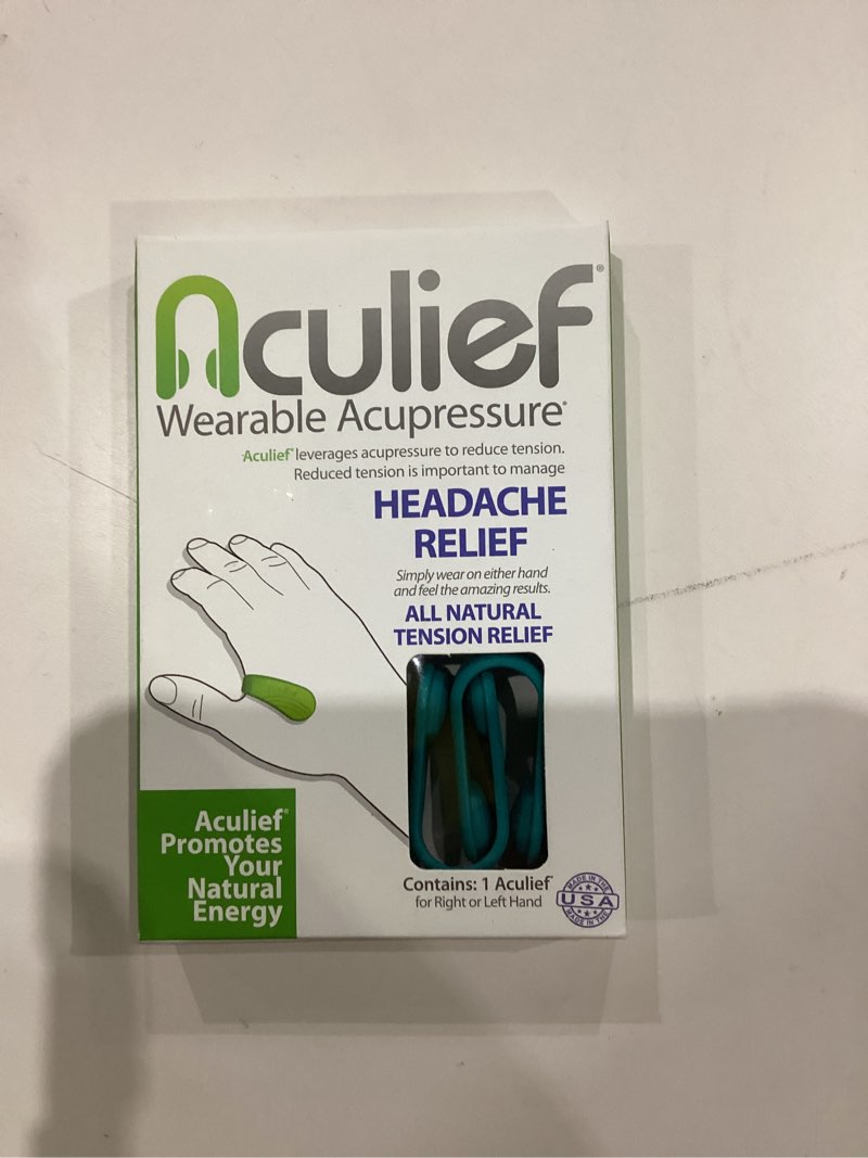 Condition photo showing As Is for Aculief - Award Winning Natural Headache, Migraine, Tension Relief Wearable ?Çô Supporting Acupressure Relaxation, Stress Alleviation - Simple, Easy, Effective 2 Pack - (X-Small/Kids Teal)