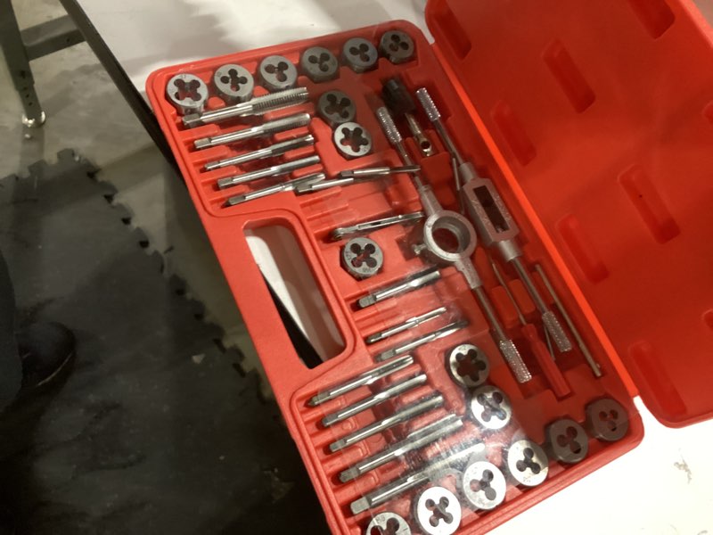 Condition photo showing Good Condition for 40pcs metric tap and die set, metric tap set m3-m12, threading tool kit, full accessories for internal and external threading