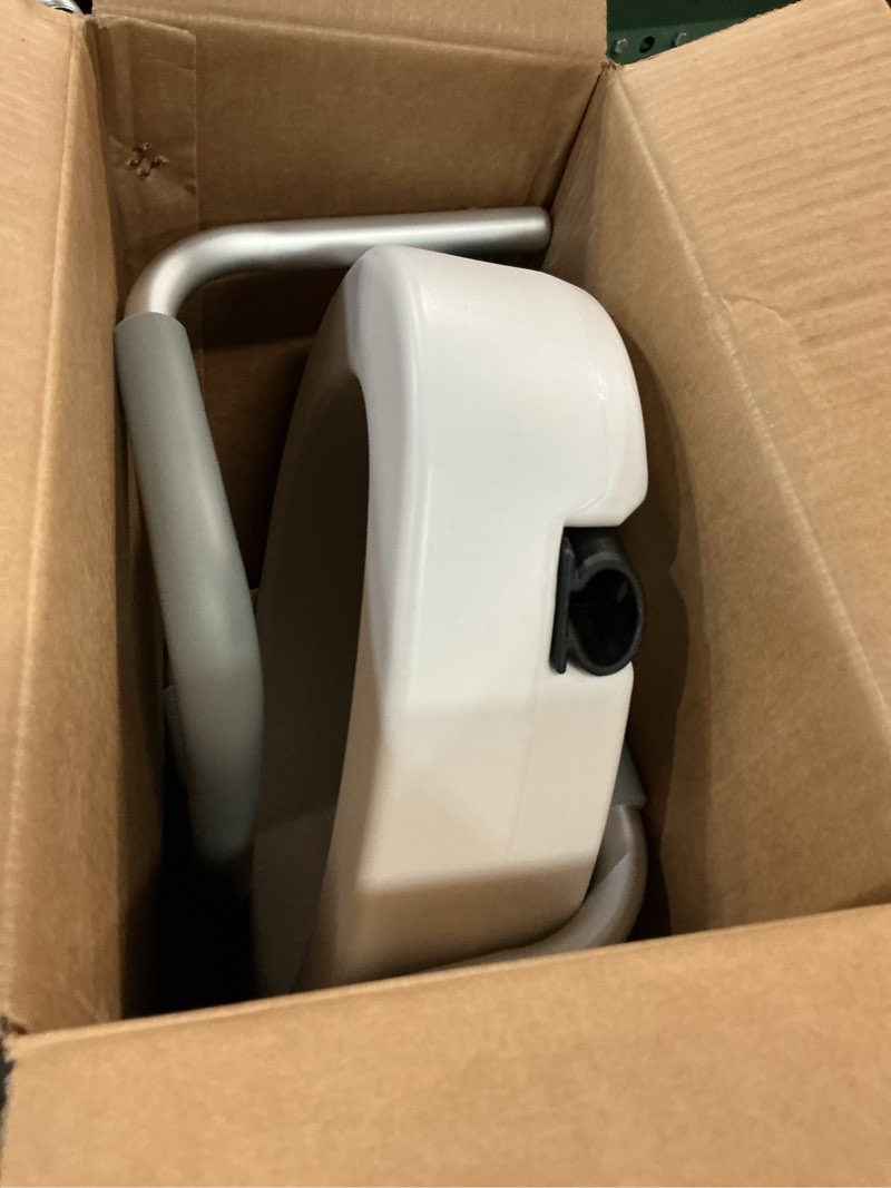 Condition photo showing As Is for 3.5 inch toilet seat risers for seniors, raised toilet seat round with removable padded handles, elevated toilet seat for assistance sitting or standing, support to 300 lbs standard round with handles