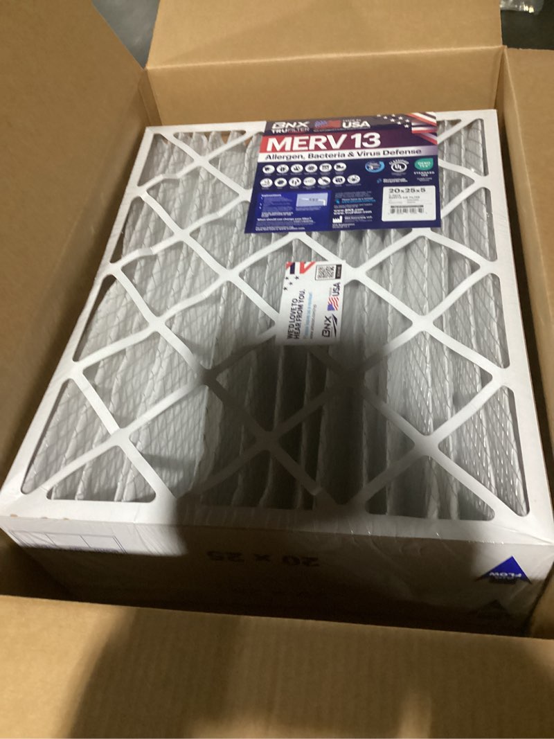 Condition photo showing New/Like New for bnx trufilter 20x20x1 air filter merv 13 (6-pack) - made in usa - electrostatic pleated air conditioner hvac ac furnace filters for allergies, pollen, mold, bacteria, smoke, allergen, mpr 1900 fpr 10