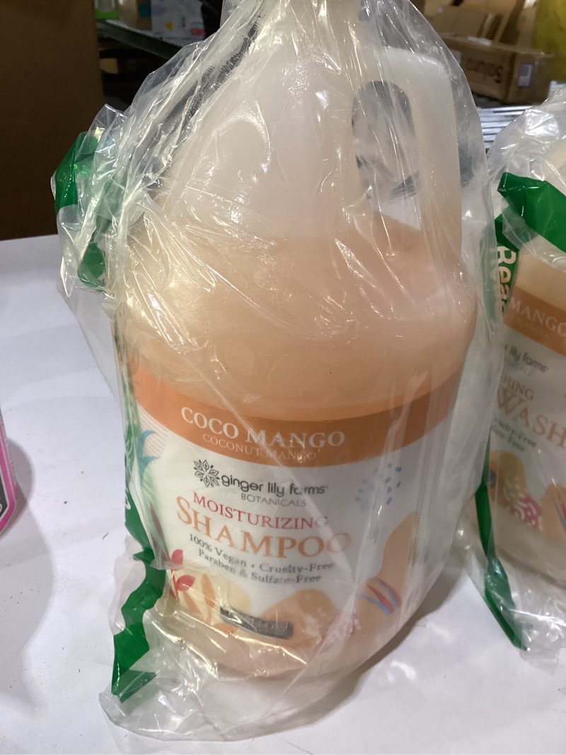 Condition photo showing New/Like New for Ginger Lily Farms Botanicals Moisturizing Shampoo for All Hair Types, Coco Mango, 100% Vegan & Cruelty-Free, Coconut Mango Scent, 1 Gallon (128 fl oz) Refill Coco Mango 128 Fl Oz (Pack of 1)
