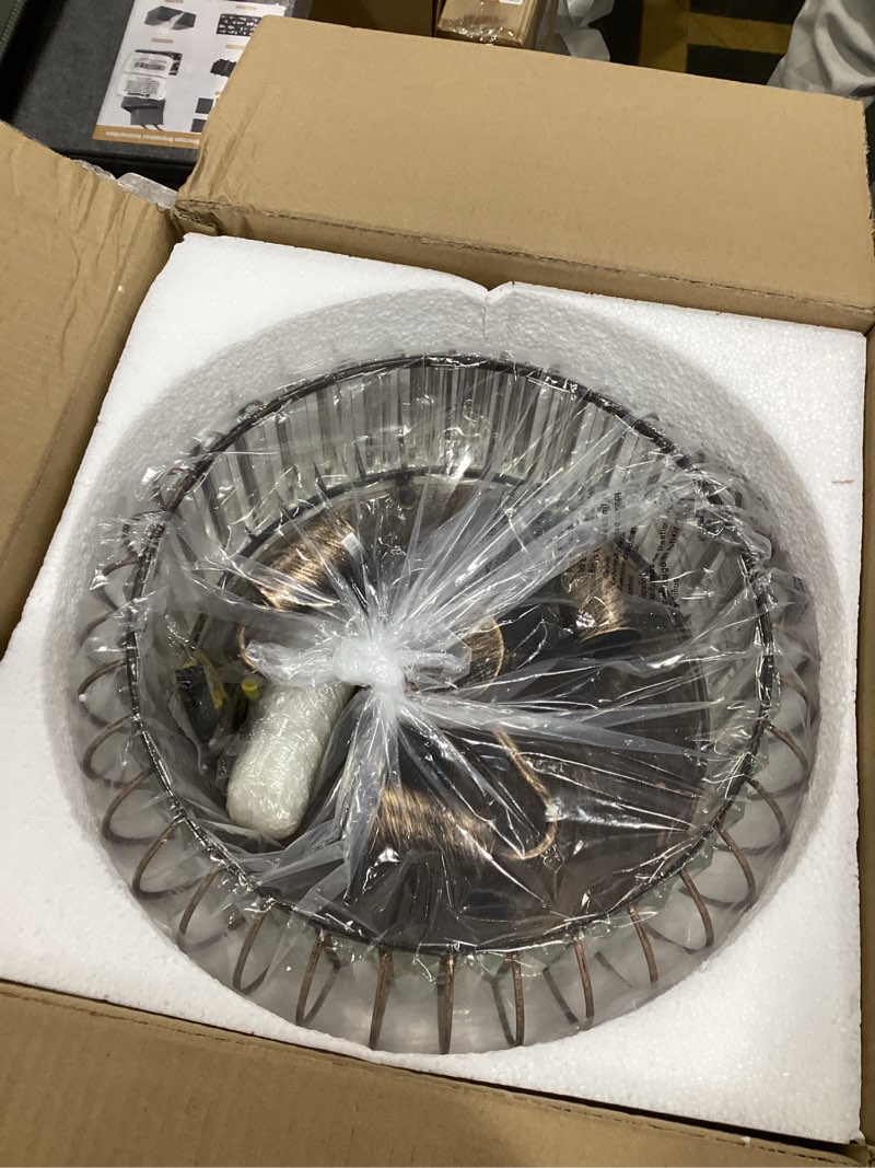 Condition photo showing New/Like New for YYJLX Modern Crystal Ceiling Light Oil Rubbed Bronze Flush Mount Ceiling Light Fixture 3 Light Ceiling Chandelier for Hallway Bedroom Bathroom Foyer Living Room Dining Room Kitchen. Bronze Large