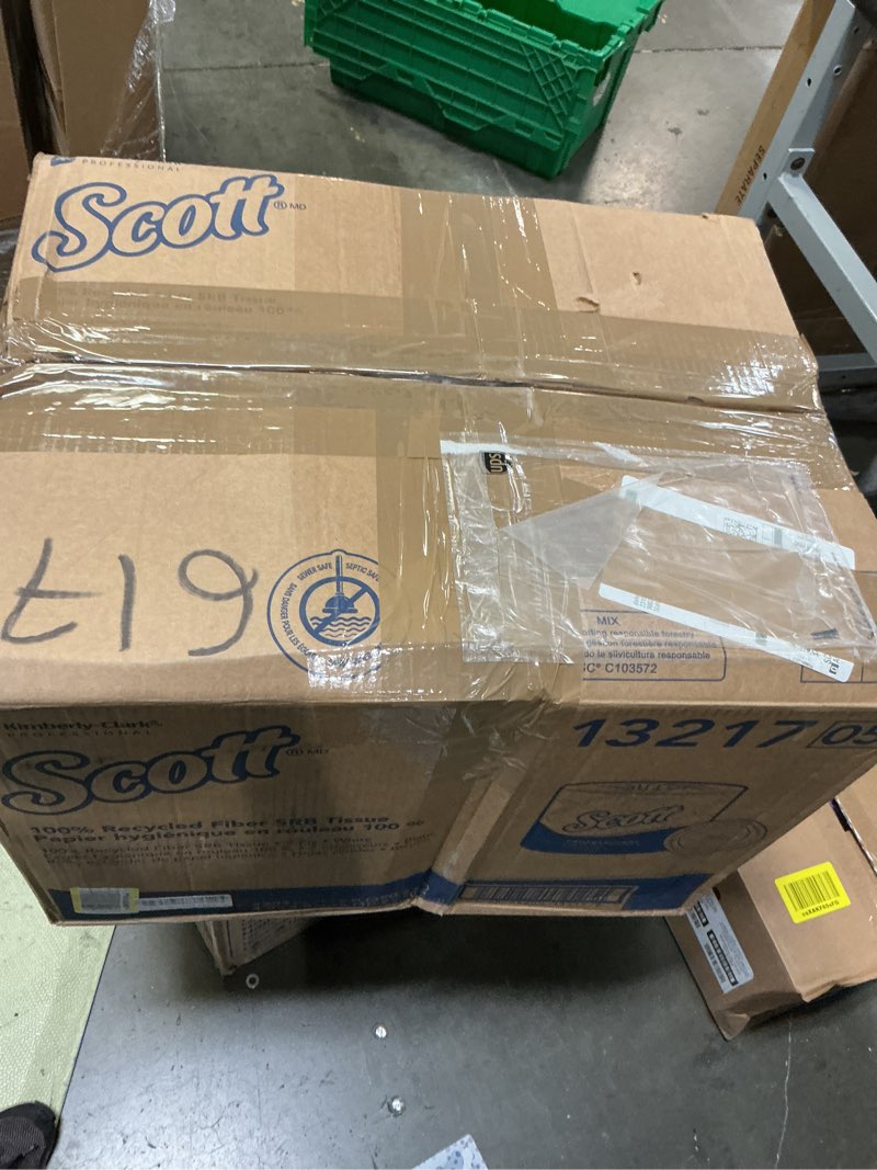 Condition photo showing New/Like New for scott professional 100% recycled fiber standard roll bulk toilet paper (13217), 2-ply, elevated design, white, individually wrapped (80 rolls of 473 sheets, 37,840 sheet total)
