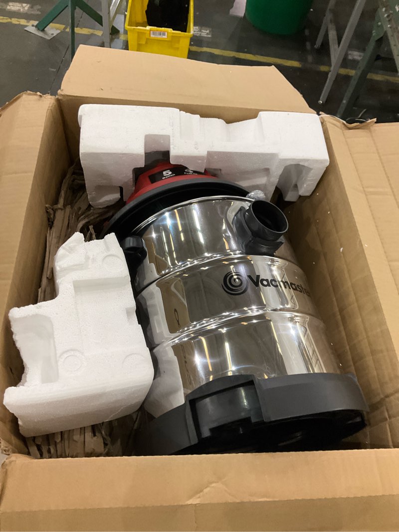 Condition photo showing As Is for Vacmaster 5-Gallon* 4 Peak HP Stainless Steel Wet/Dry Vacuum – VOC508S 1101 5 Gal