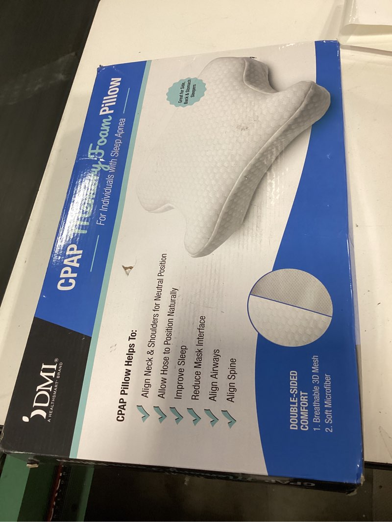 Condition photo showing New/Like New for DMI CPAP Memory Foam Sleep Aid Pillow, Suitable for All CPAP Masks, Reduces Mask Pressure and Air Leaks, Aligns Neck, Shoulders, and Spine, Hose Tether, High Rebound Foam, FSA & HSA Eligible