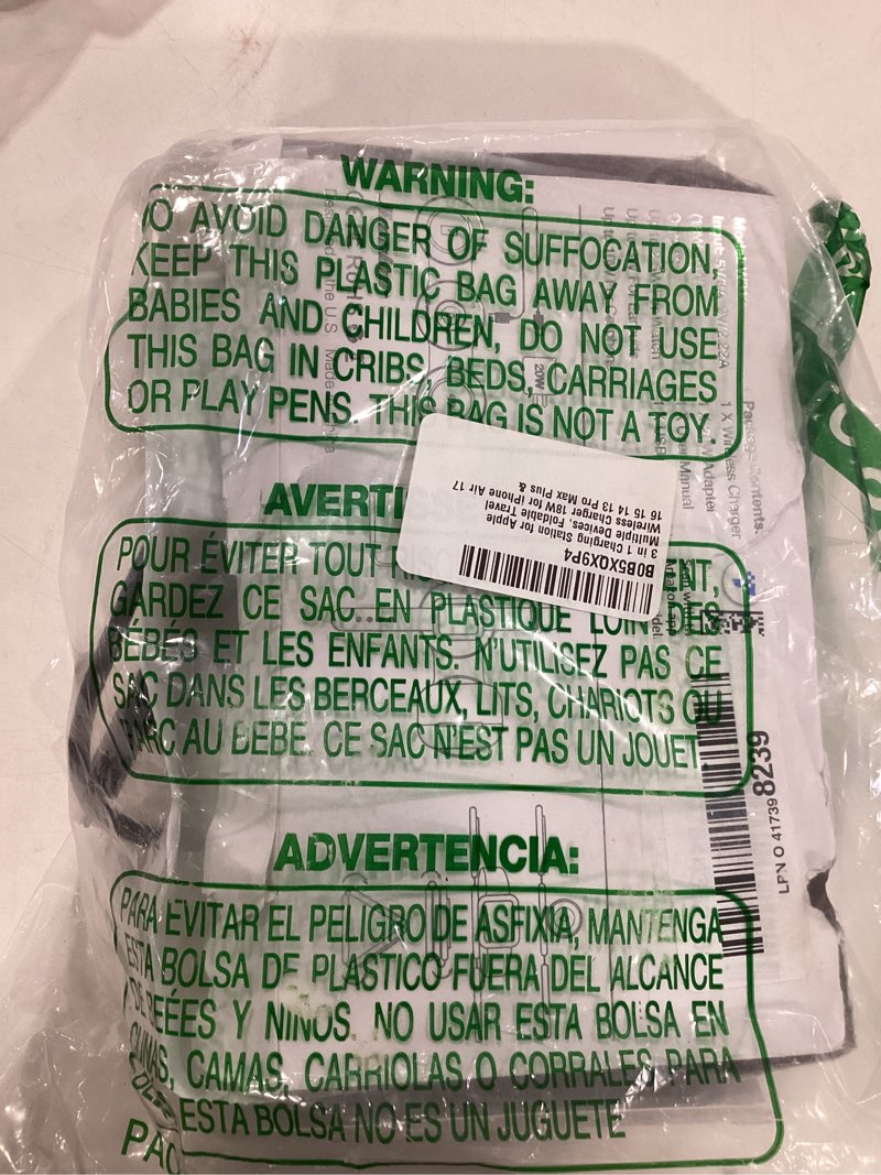 Condition photo showing New/Like New for 3 in 1 Charging Station for Apple Multiple Devices, Foldable Travel Wireless Charger 18W for iPhone 16 15 14 13 Pro Max Plus &Apple Watch Series/Airpods Black