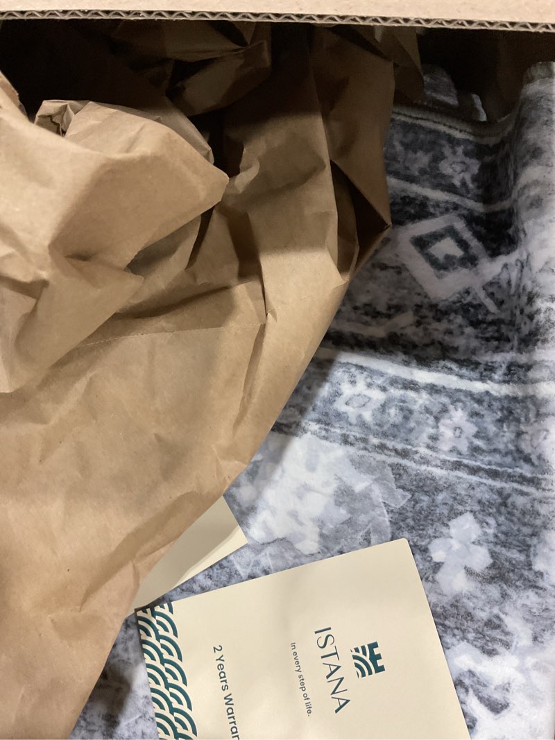Condition photo showing New/Like New for 6x9 area rugs for living room,soft low pile indoor washable rugs for bedroom, non-slip backing vintage large area rug, printed vintage floral carpet(6'x9',blue/brown/ivory) blue/brown/ivory 6' x 9' (rectangular)
