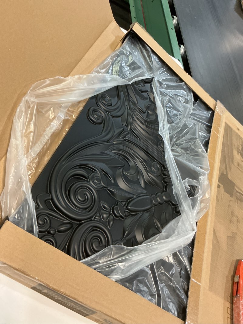 Condition photo showing Good Condition for art3d decorative ceiling tile 2x2 glue up, lay in ceiling tile 24x24 pack of 12pcs spanish floral in black 24"x24" black