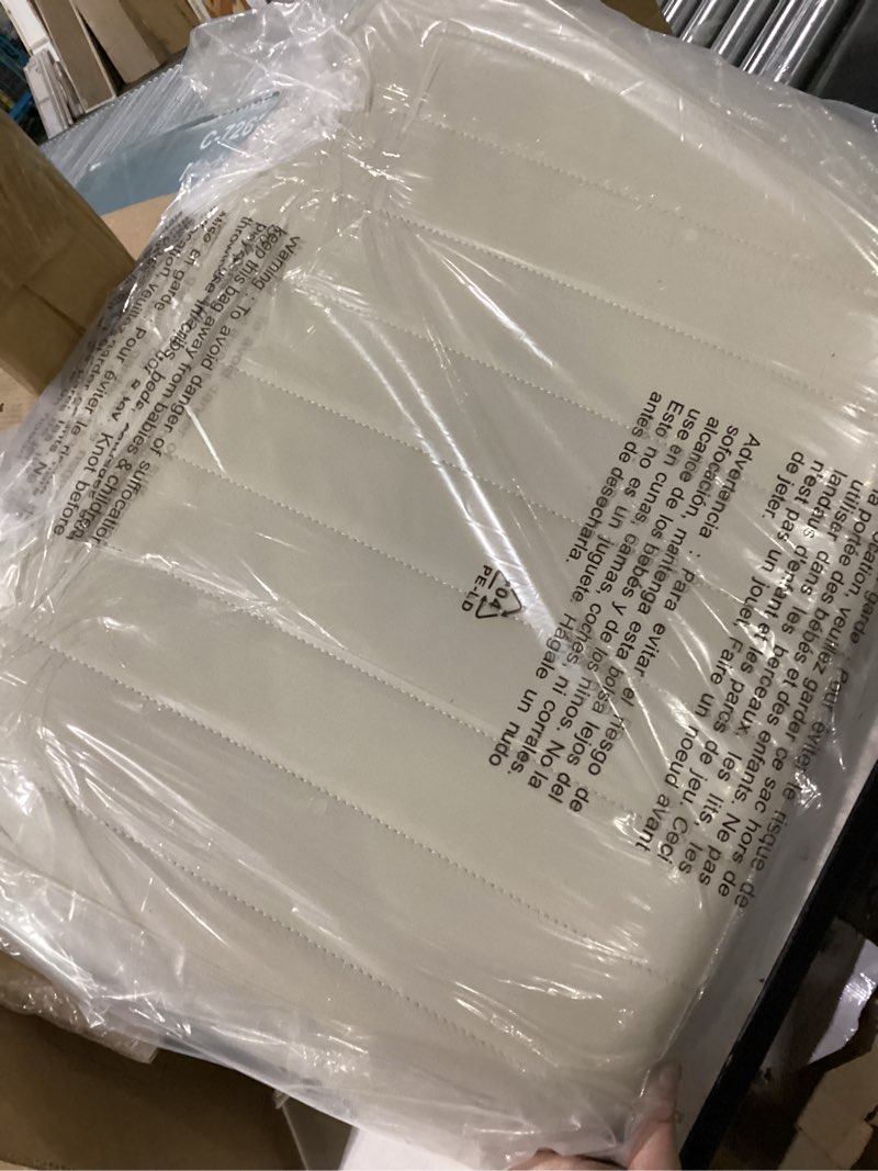 Condition photo showing New/Like New for Similar to stock photos beige Sweetcrispy Small Office Desk Chair - Armless PU Leather with Comfy Lumbar Support, Height Adjustable Rolling Swivel Task for No Arms, for Adult, Student, Bedroom, Home, Vanity, beige 