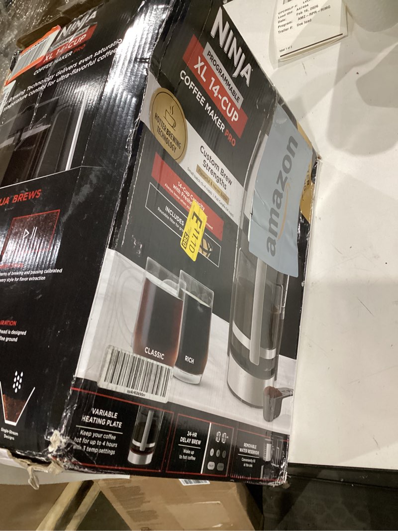 Condition photo showing As Is for Ninja 14 Cup , Programmable Coffee Maker XL Pro with Permanent Filter, 2 Brew Styles Classic & Rich, 4 Programs Small Batch, Delay Brew, Freshness Timer & Keep Warm, Stainless Steel, DCM201