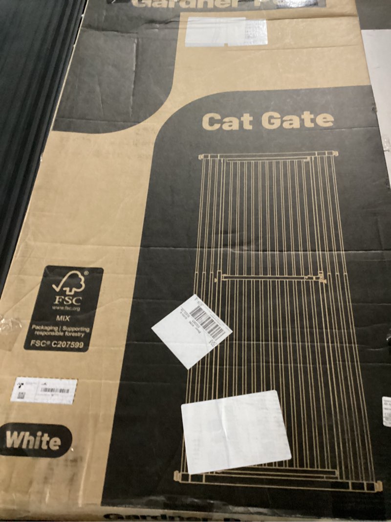 Condition photo showing New/Like New for Gardner Pet 51"-87" Extra Tall Cat Gate for Doorway, 27.56"-37" Wide Included 4 Extension Kits, No Drilling Pressure Mount Kit Full Door Gate for Dogs (Brown, 51"-87" High) Brown 51"-87" High