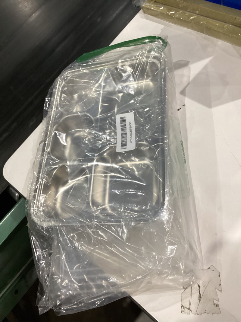 Condition photo showing As Is for Stainless Steel Snack Containers with Lids - 3 Pack - 5 Compartments Bento Snack Boxes - Reusable Meal Prep Lunch Containers for Kids Adults - Divided Food Storage Container for School Home Travel