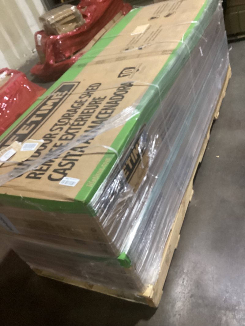 Condition photo showing Good Condition for 2BOXES Lifetime Outdoor Storage Shed, 8x10 Ft, Desert Sand, Resin Tool Shed with Lockable Doors and Steel-Reinforced Walls