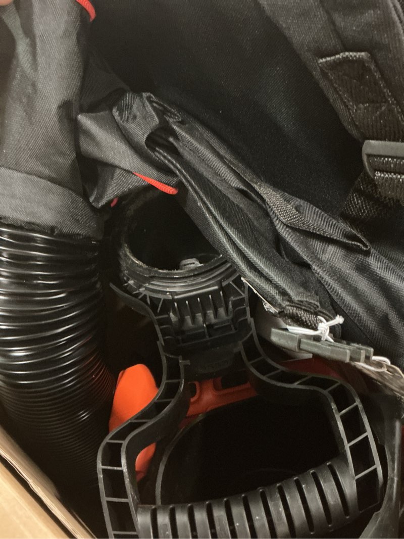 Condition photo showing As Is for BLACK+DECKER Leaf Blower, Leaf Vacuum and Mulcher 3 in 1, Backpack Blowers for Lawn Care,250 mph Airflow, 400 cfm Delivery Power, Reusable Bag Included, Corded (BEBL7000)