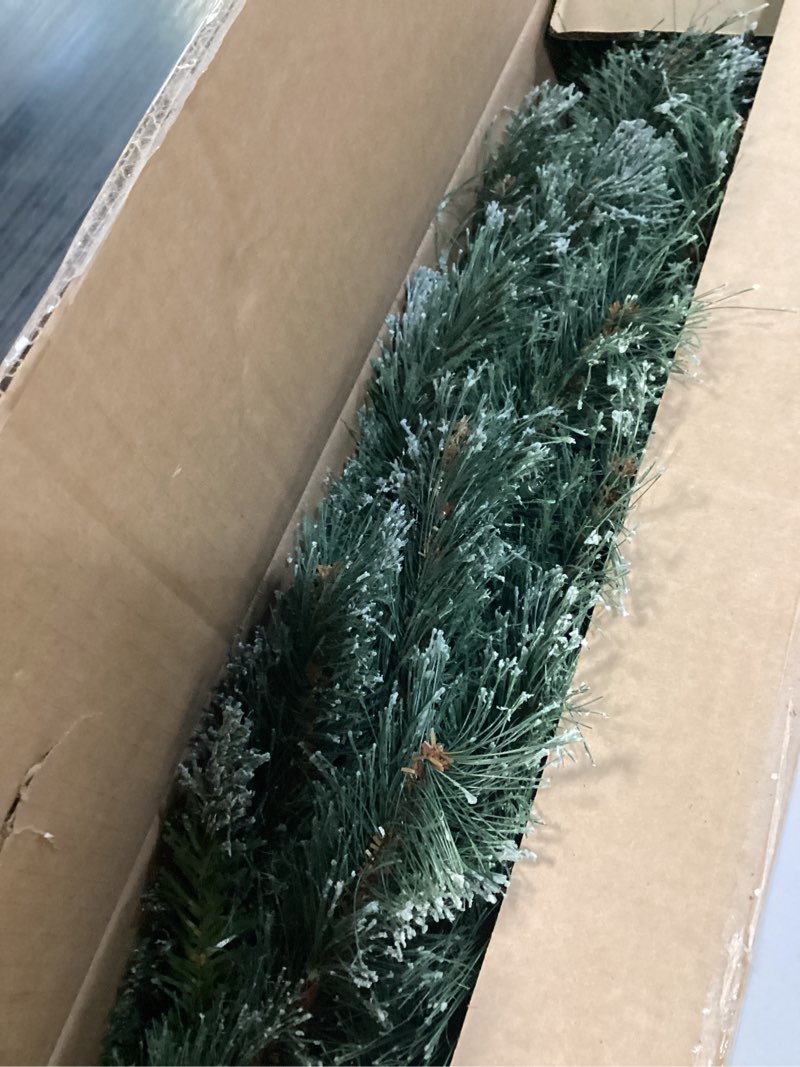 Condition photo showing As Is for nearly natural 3ft artificial snow tip pine christmas tree with clear led lights for indoor holiday decor prelit 3ft