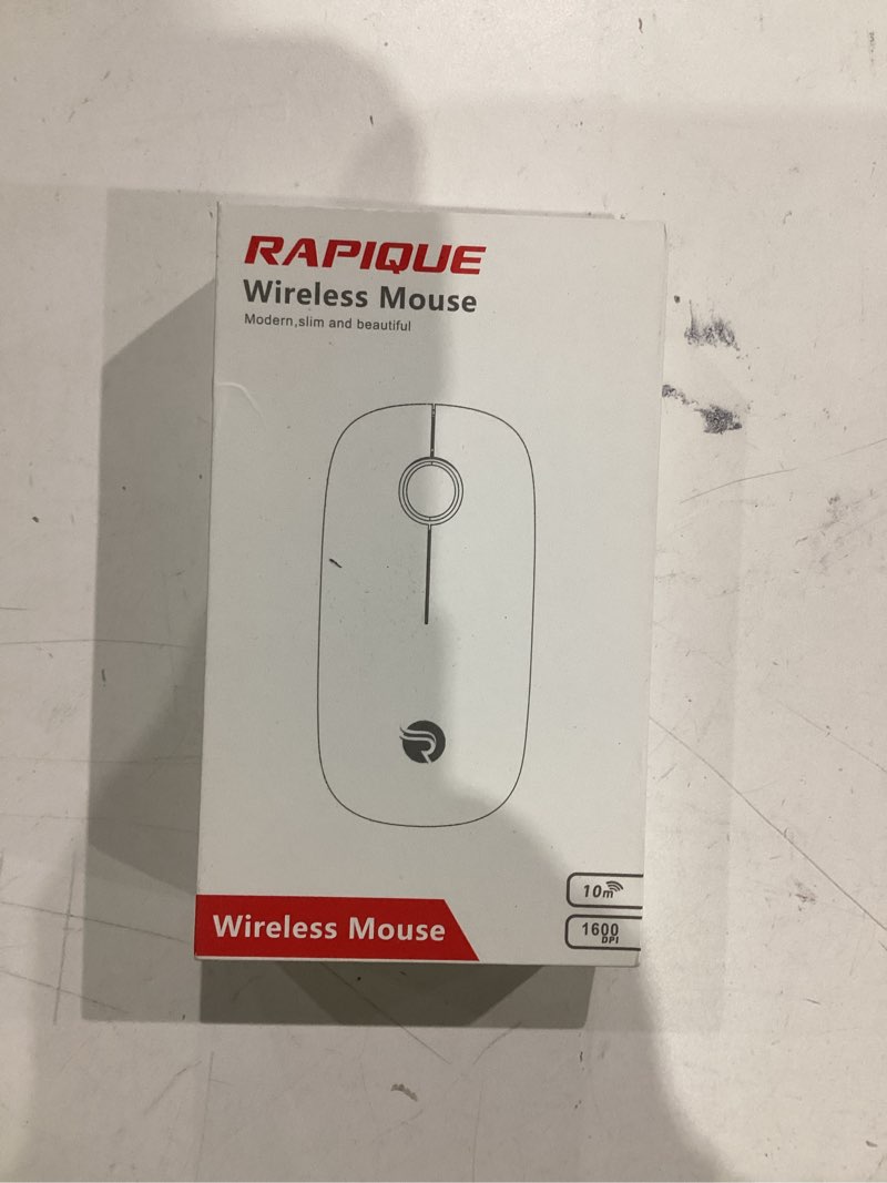 Condition photo showing New/Like New for rapique bluetooth wireless mouse - (bt5.1+usb) slim dual mode computer mice with quiet click, low power, and 1600 dpi, portable mouse for macbook, laptop, ipad pro/air, surface pro (black)
