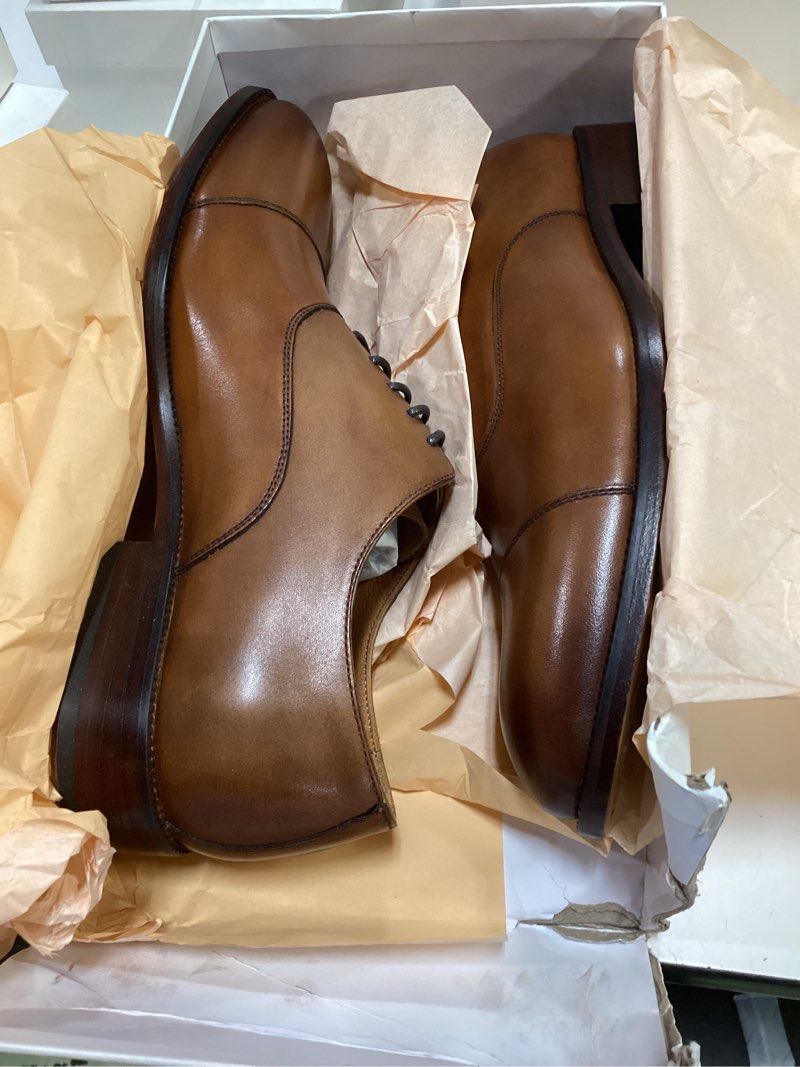 Condition photo showing Good Condition for quince italian leather cap toe oxford, 13, tobacco