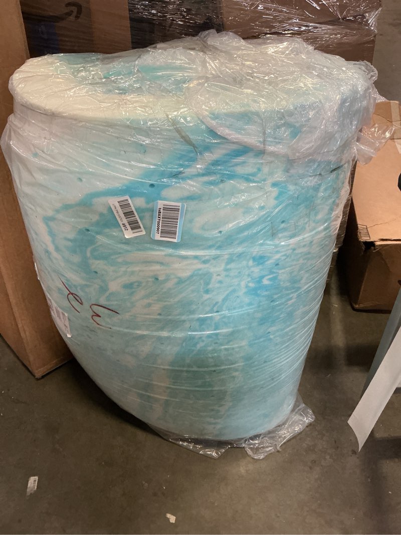 Condition photo showing As Is for iululu queen size mattress topper, 4 inch gel memory foam topper, plush comfort & pressure relief, certipur-us certified queen 4 inch-standard gel