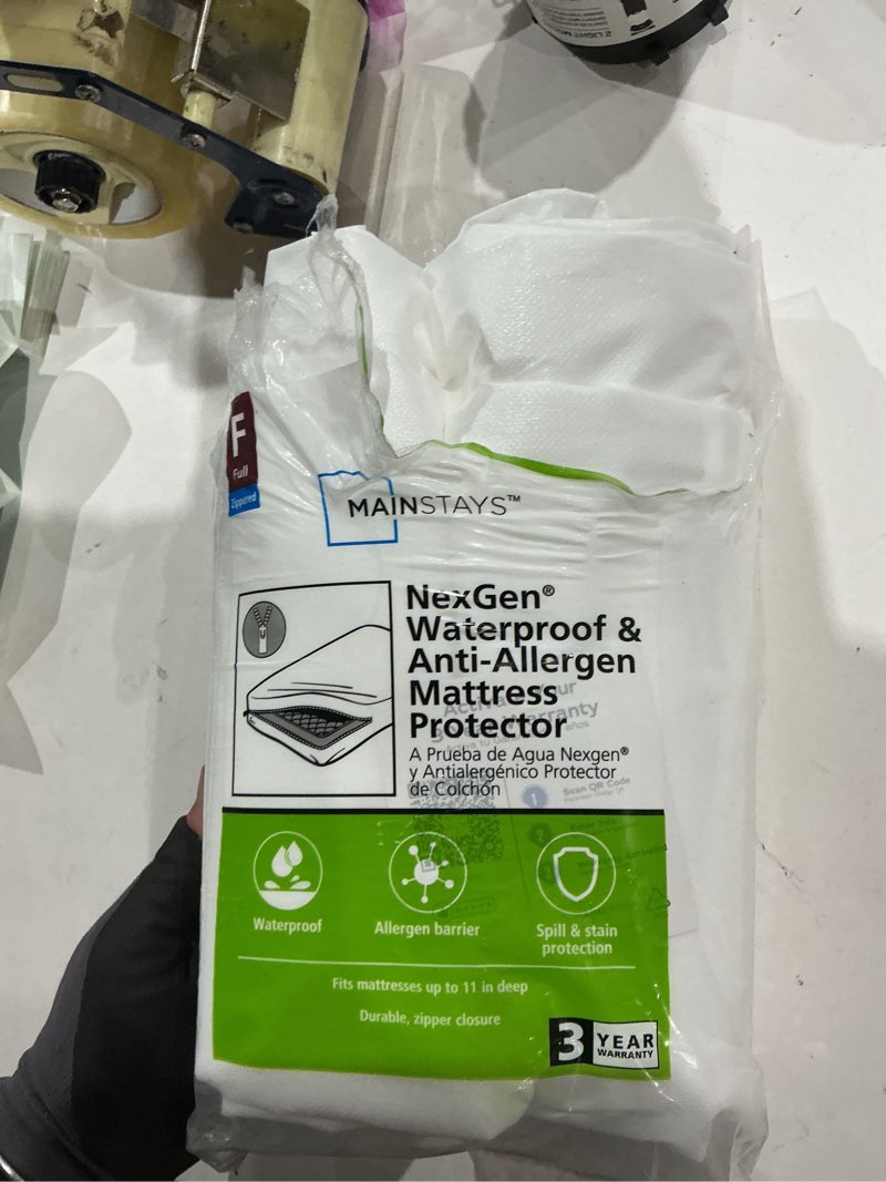 Condition photo showing As Is for mainstays nexgen waterproof anti-allergen zippered mattress protector, full