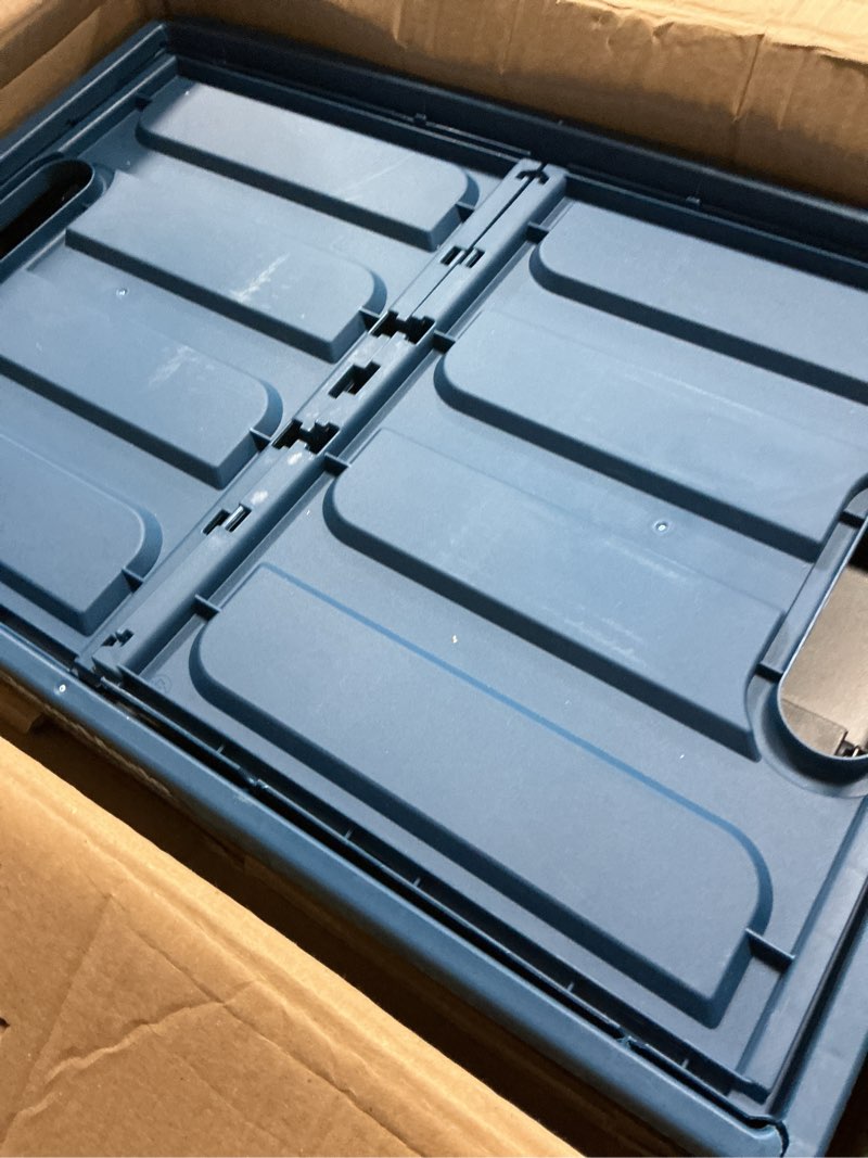 Condition photo showing Good Condition for clevermade collapsible storage bins with lids (62l, 3 pack) – heavy duty foldable plastic storage crates for garage, closet & trunk organization - ocean ocean 62l - 3 pack