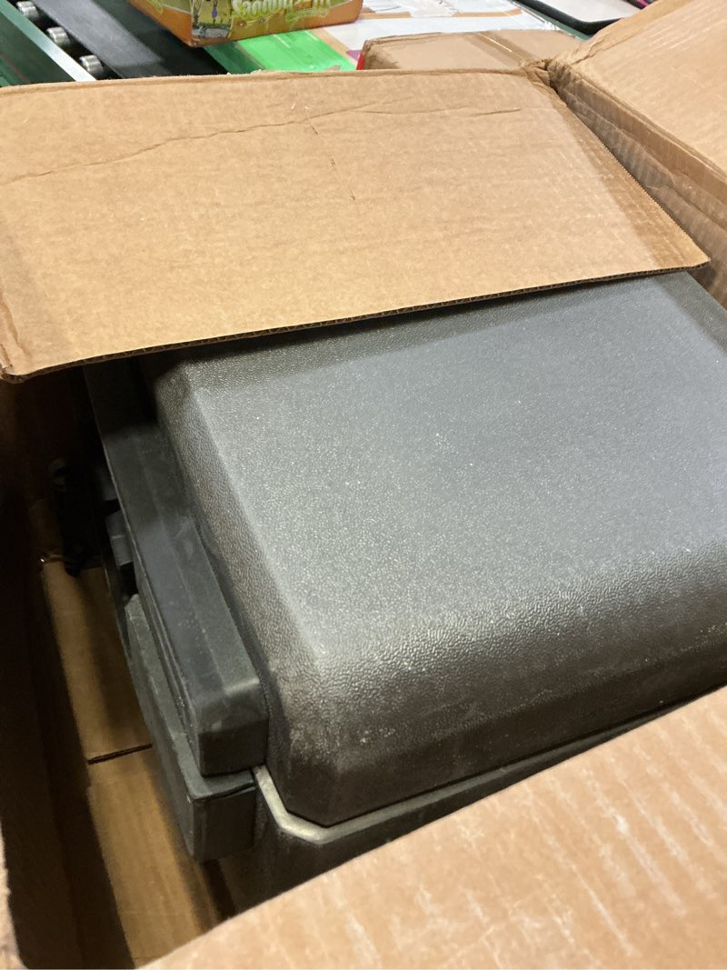 Condition photo showing As Is for sentrysafe black fireproof and waterproof safe, file folder and document box with key lock, ex. 14.3 x 15.5 x 13.5 inches, hd4100