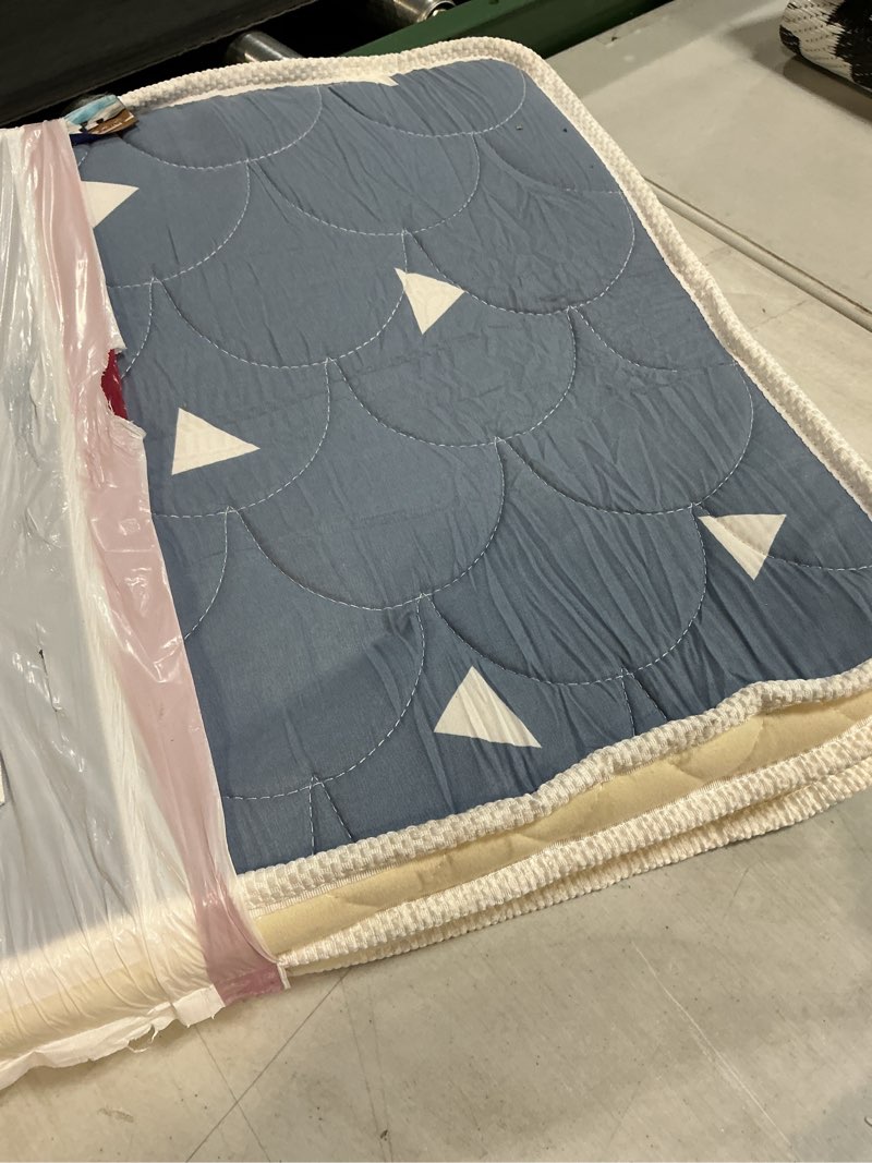 Condition photo showing As Is for Baby Bassinet Mattress 33x 20 inches- Firm Support and Comfort Premium Foam,Noiseless and Odorless,Hypoallergenic Small Crib Mattress, Fits Moses Basket, Dual Sided with Soft Breathable Fabric Blue 33x20x1.5