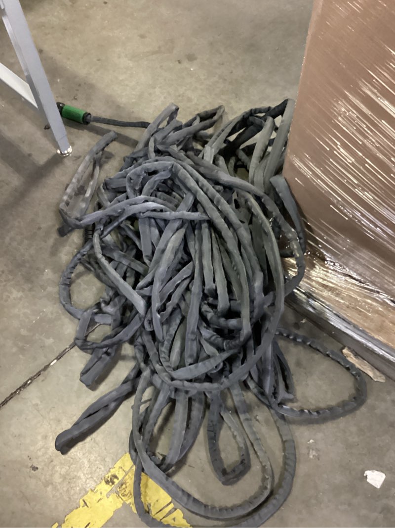 Condition photo showing As Is for zero-g teknor apex 5/8-in x 50-ft premium -duty kink free woven gray hose