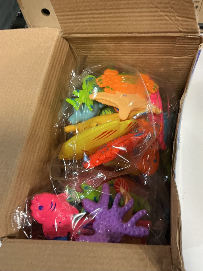 Condition photo showing Good Condition for fivedaogang magnetic fishing game 45 pc ocean sea floating fish colorful animals with net portable storage bag | kiddie pool bathtub game for age 3 4 5 6 year kids toddler(xx-large set)
