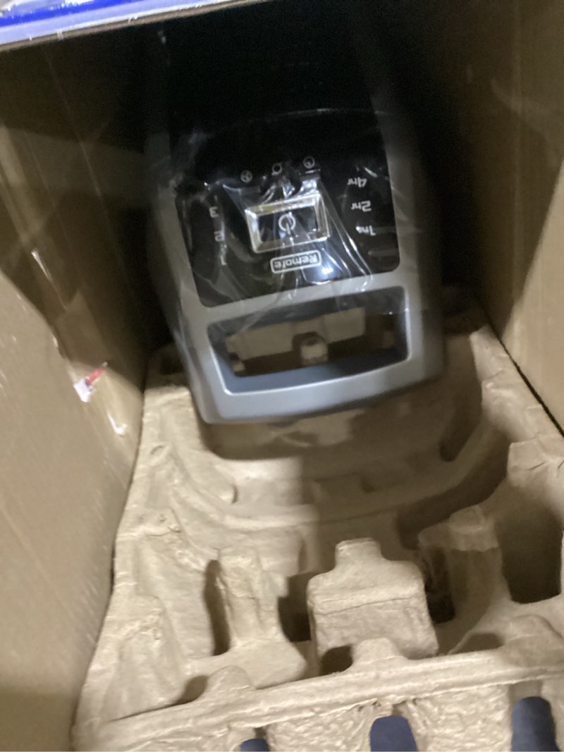 Condition photo showing As Is for Lasko High Velocity Oscillating Tower Fan for Bedroom, Garage, Basement, and Gym with Remote Control, Timer, 3 Powerful Speeds, 35" Silver/Black, U35115